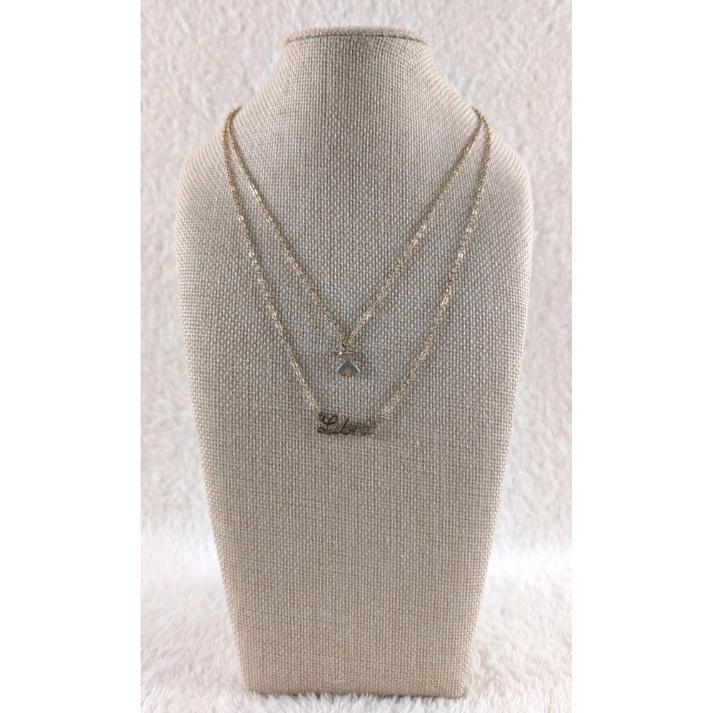 Gold Tone Layered Libra Necklace Zodiac Sign Pendant w/ Tiny Bee & Crystal Charm